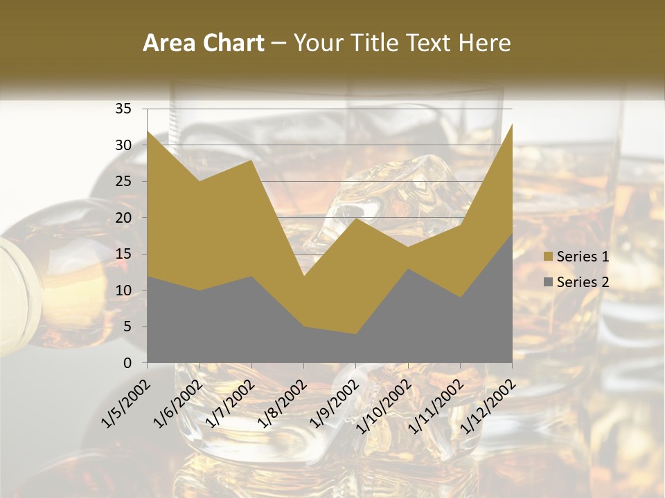 Three Glasses Of Whiskey With Ice Cubes On A Reflective Surface PowerPoint Template
