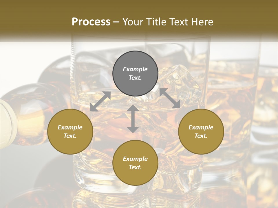 Three Glasses Of Whiskey With Ice Cubes On A Reflective Surface PowerPoint Template