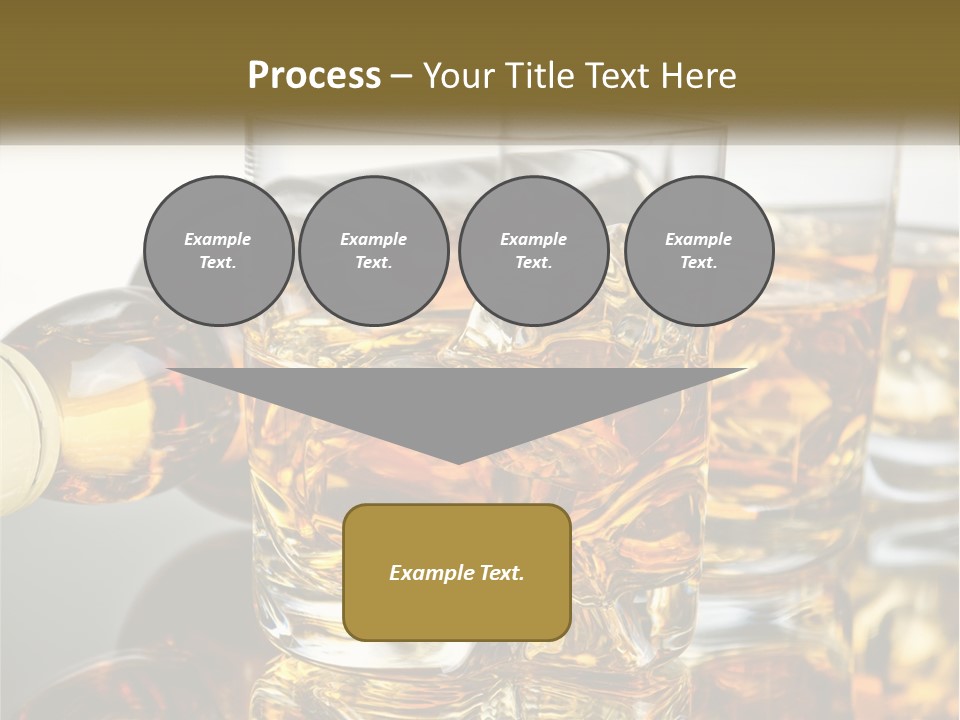 Three Glasses Of Whiskey With Ice Cubes On A Reflective Surface PowerPoint Template