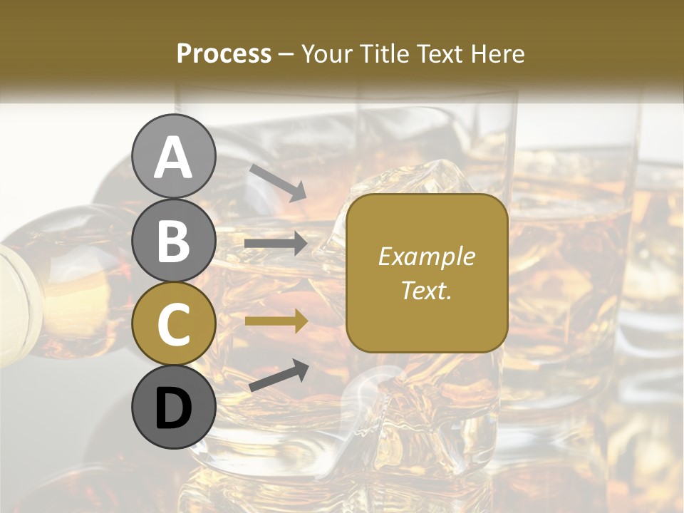 Three Glasses Of Whiskey With Ice Cubes On A Reflective Surface PowerPoint Template
