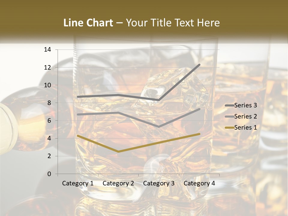 Three Glasses Of Whiskey With Ice Cubes On A Reflective Surface PowerPoint Template