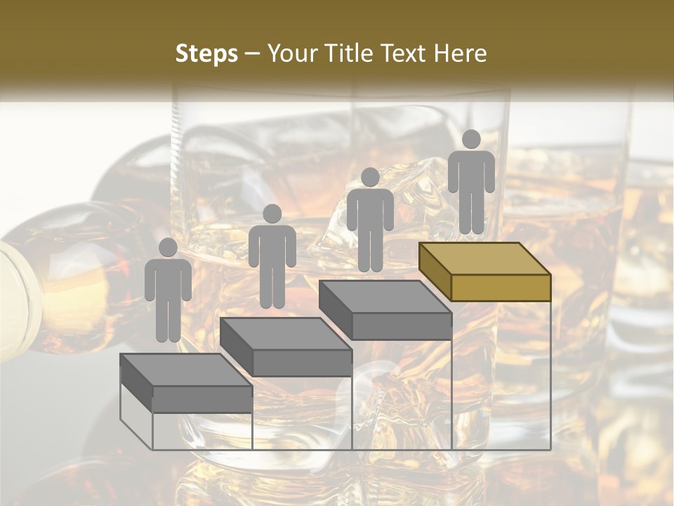 Three Glasses Of Whiskey With Ice Cubes On A Reflective Surface PowerPoint Template