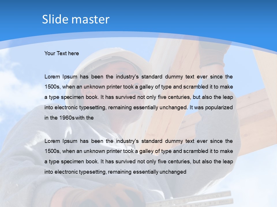 A Man Is Working On A Wooden Structure PowerPoint Template