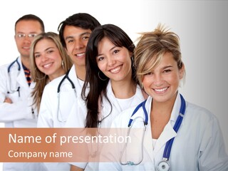 A Group Of Doctors Standing In A Row PowerPoint Template