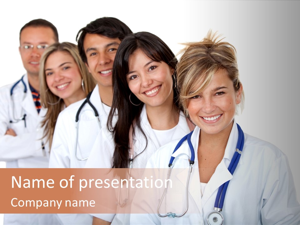 A Group Of Doctors Standing In A Row PowerPoint Template
