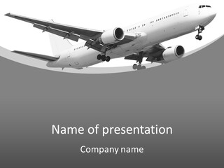 An Airplane Is Flying In The Sky Powerpoint Template PowerPoint Template