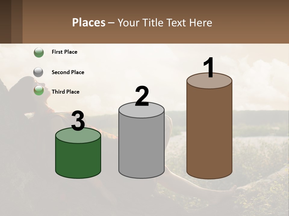 A Woman Sitting On A Tree In A Field PowerPoint Template