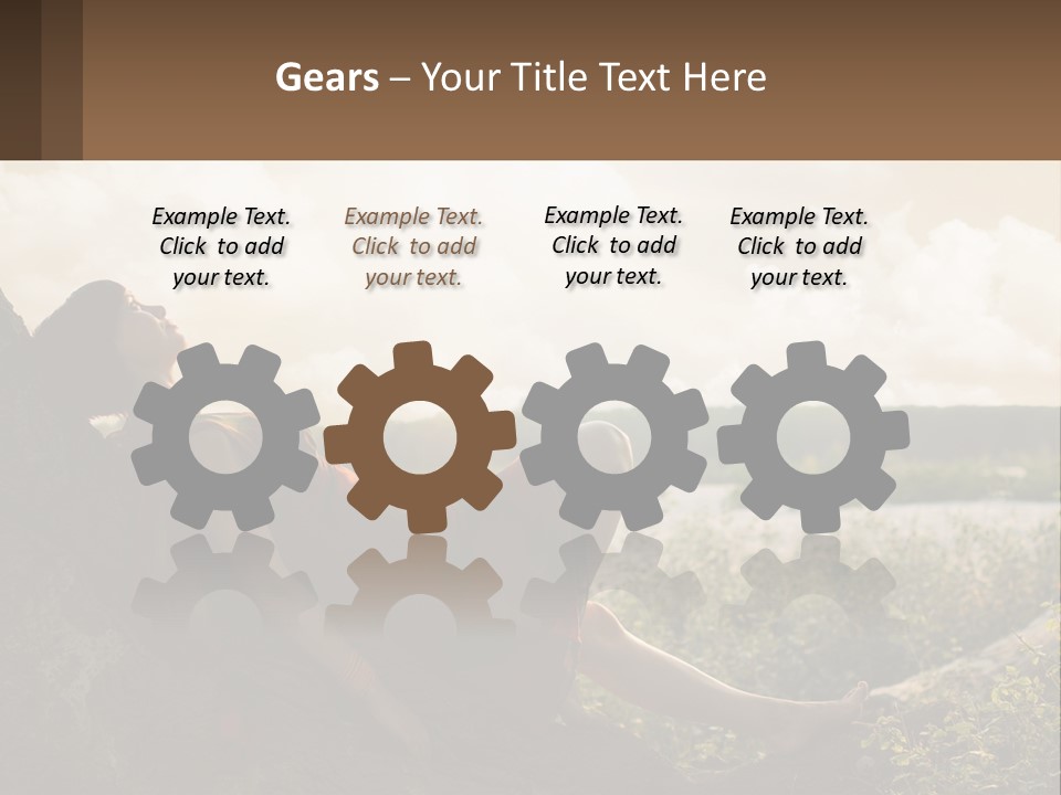 A Woman Sitting On A Tree In A Field PowerPoint Template