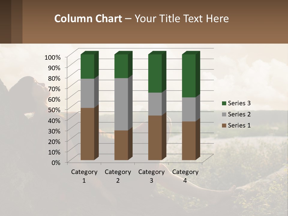 A Woman Sitting On A Tree In A Field PowerPoint Template