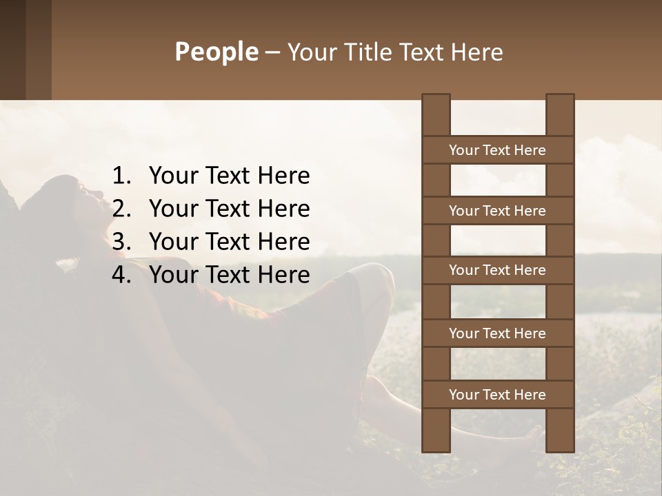 A Woman Sitting On A Tree In A Field PowerPoint Template