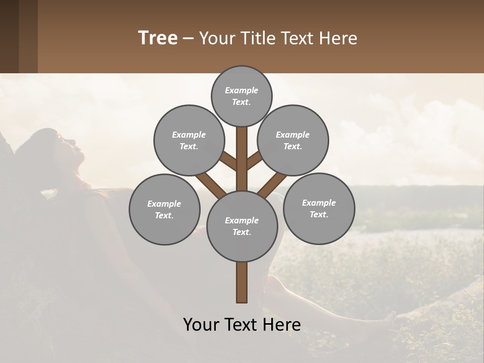 A Woman Sitting On A Tree In A Field PowerPoint Template