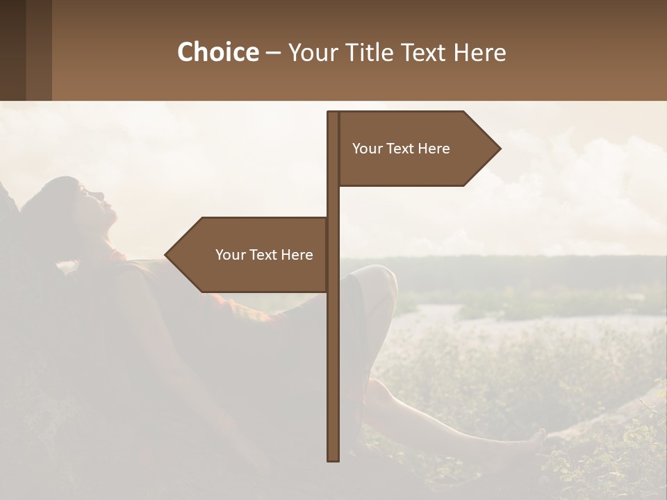 A Woman Sitting On A Tree In A Field PowerPoint Template