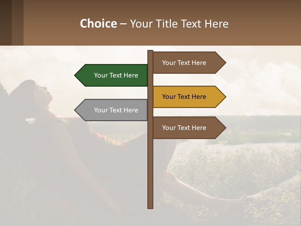 A Woman Sitting On A Tree In A Field PowerPoint Template