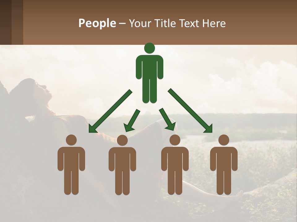 A Woman Sitting On A Tree In A Field PowerPoint Template