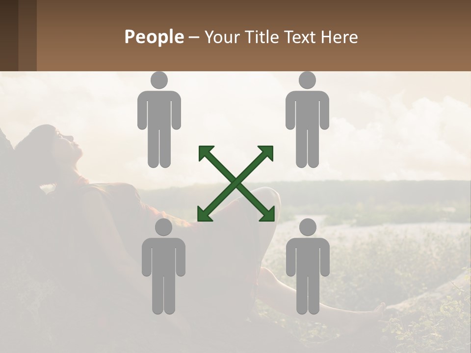A Woman Sitting On A Tree In A Field PowerPoint Template