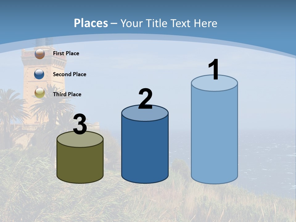 A Lighthouse On A Small Island With Palm Trees PowerPoint Template