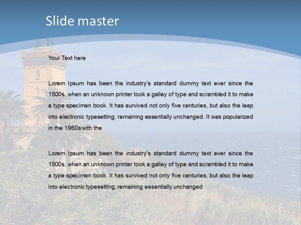 A Lighthouse On A Small Island With Palm Trees PowerPoint Template