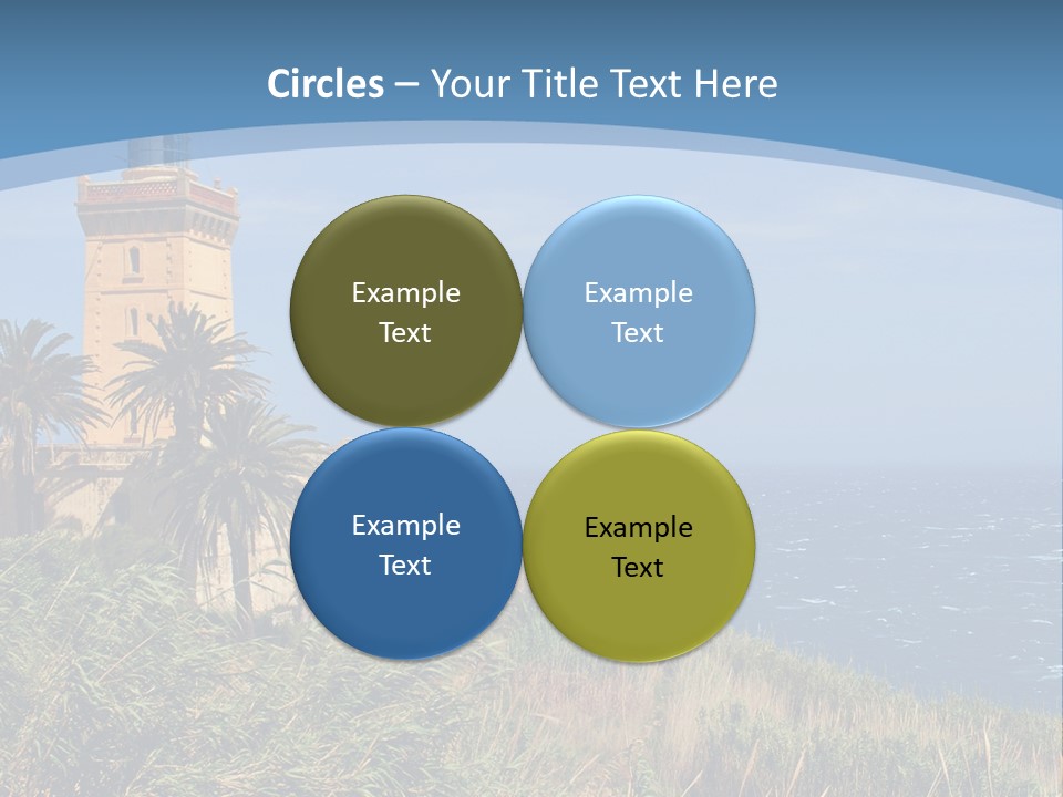 A Lighthouse On A Small Island With Palm Trees PowerPoint Template