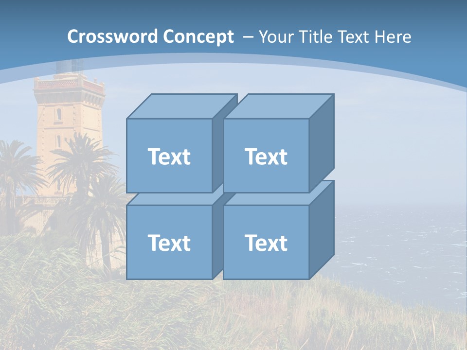 A Lighthouse On A Small Island With Palm Trees PowerPoint Template