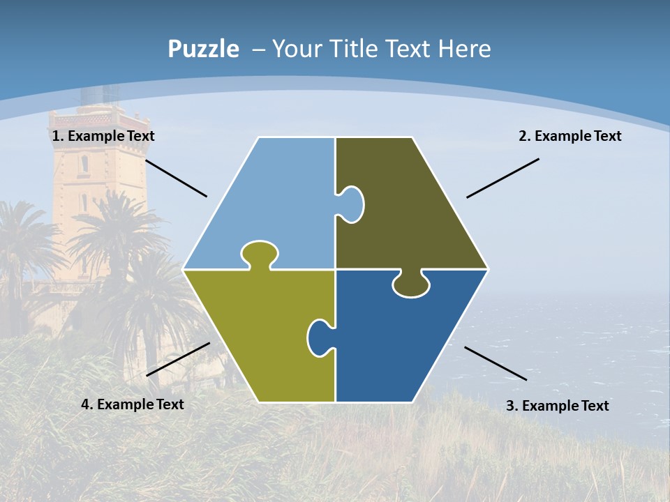 A Lighthouse On A Small Island With Palm Trees PowerPoint Template