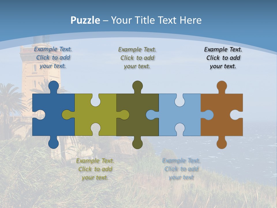 A Lighthouse On A Small Island With Palm Trees PowerPoint Template