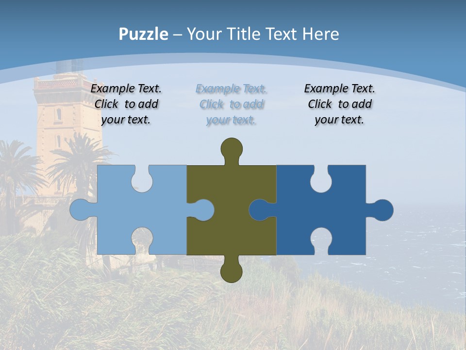 A Lighthouse On A Small Island With Palm Trees PowerPoint Template