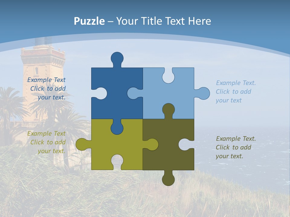 A Lighthouse On A Small Island With Palm Trees PowerPoint Template