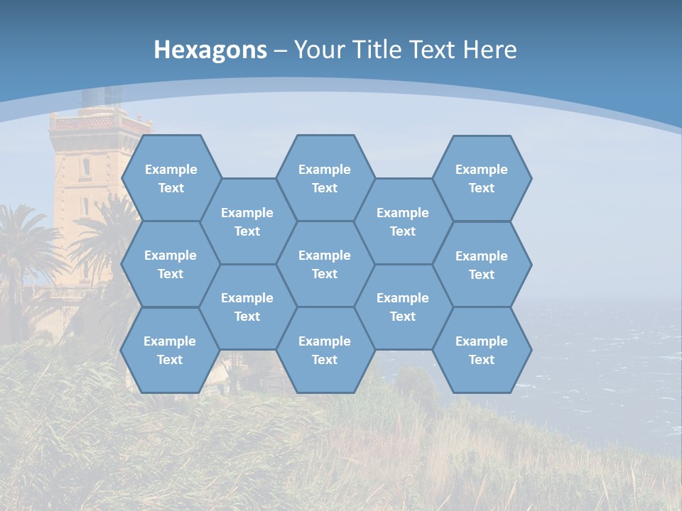 A Lighthouse On A Small Island With Palm Trees PowerPoint Template