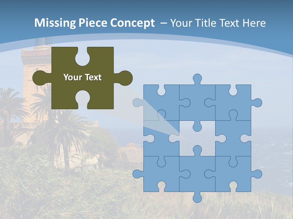 A Lighthouse On A Small Island With Palm Trees PowerPoint Template