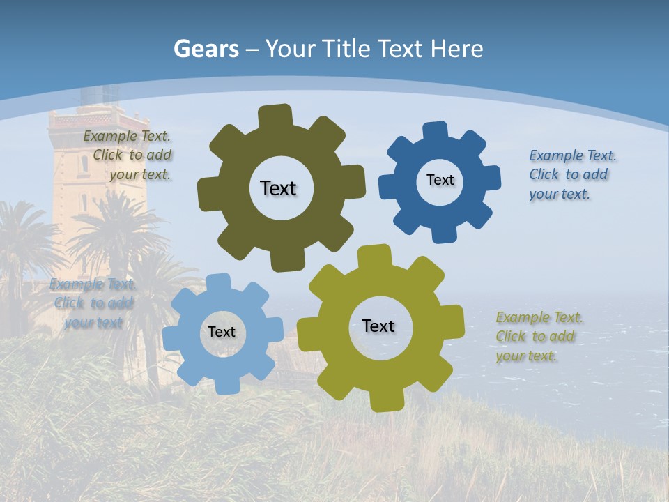 A Lighthouse On A Small Island With Palm Trees PowerPoint Template