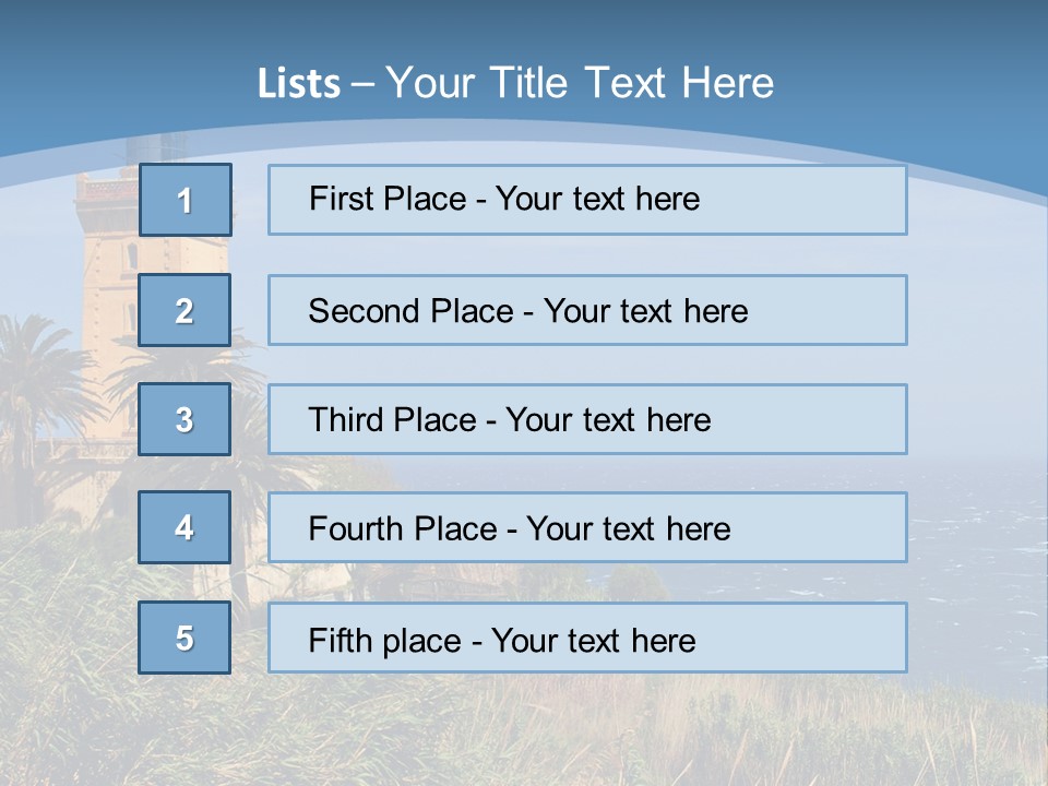 A Lighthouse On A Small Island With Palm Trees PowerPoint Template