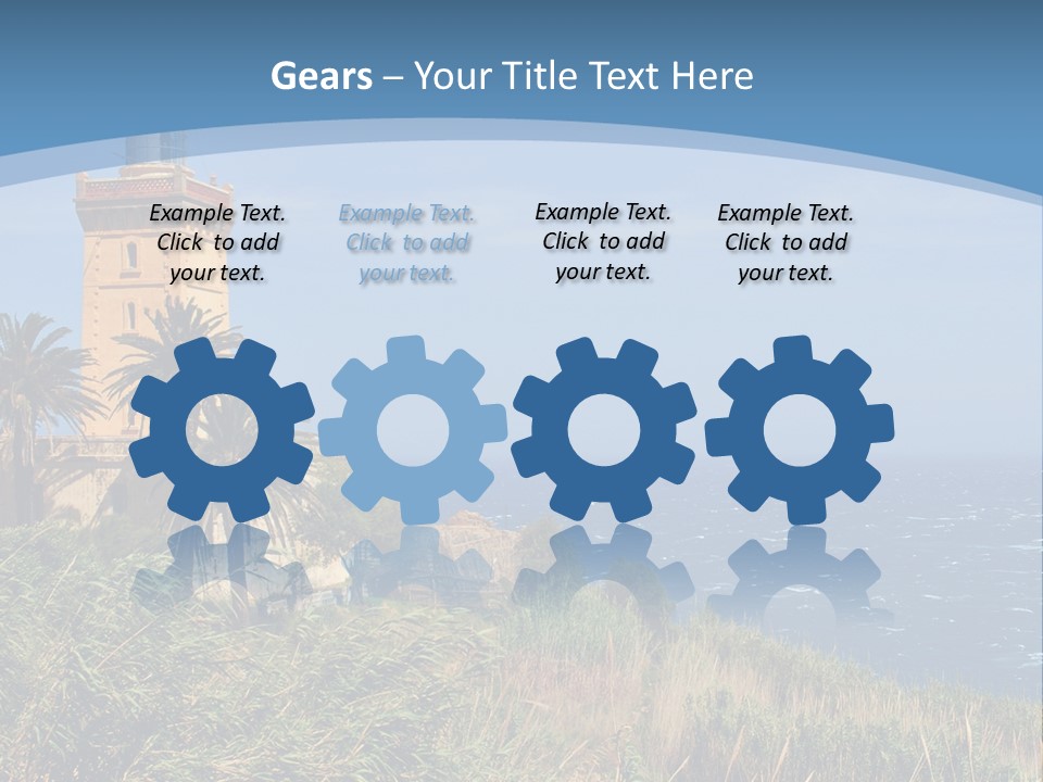 A Lighthouse On A Small Island With Palm Trees PowerPoint Template