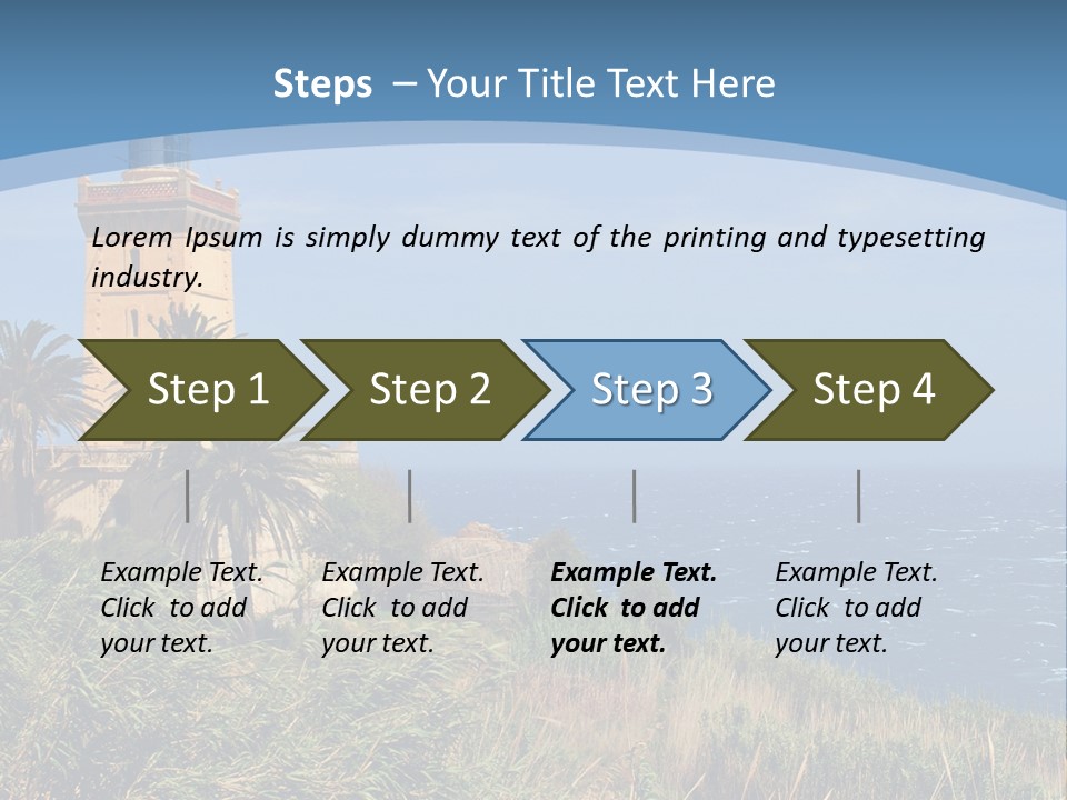 A Lighthouse On A Small Island With Palm Trees PowerPoint Template