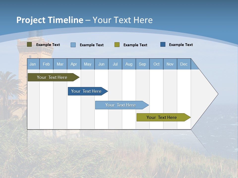 A Lighthouse On A Small Island With Palm Trees PowerPoint Template