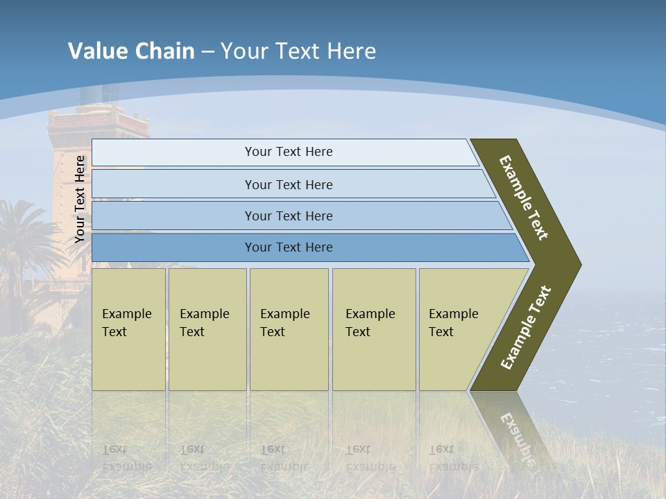 A Lighthouse On A Small Island With Palm Trees PowerPoint Template
