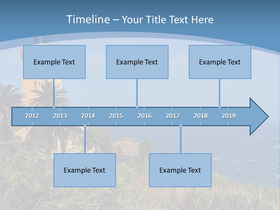 A Lighthouse On A Small Island With Palm Trees PowerPoint Template
