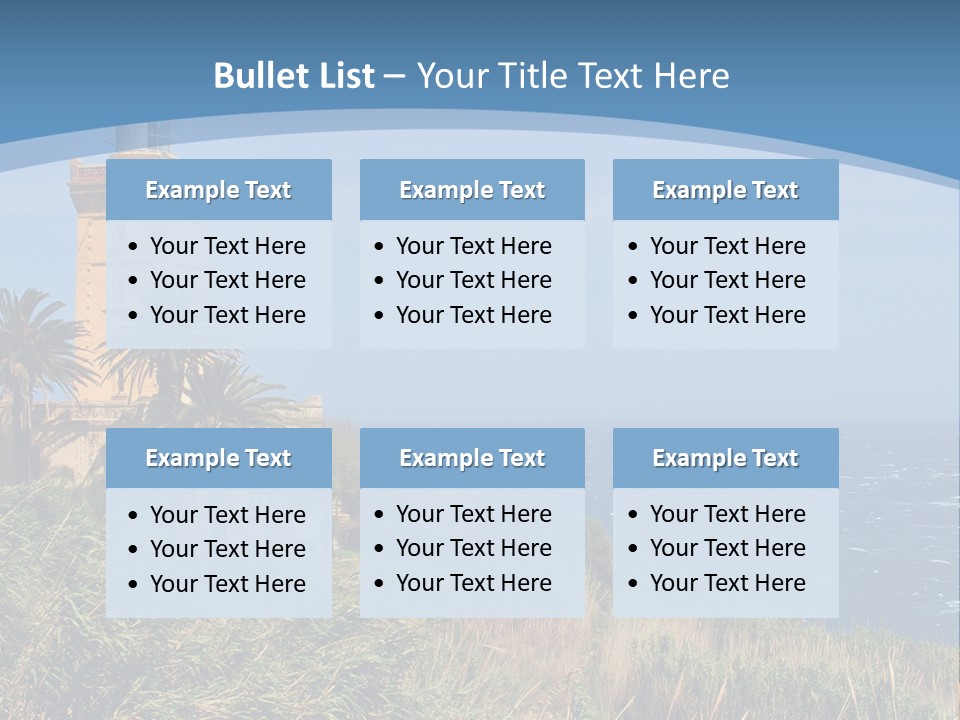 A Lighthouse On A Small Island With Palm Trees PowerPoint Template