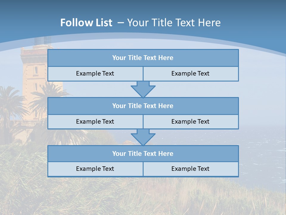 A Lighthouse On A Small Island With Palm Trees PowerPoint Template