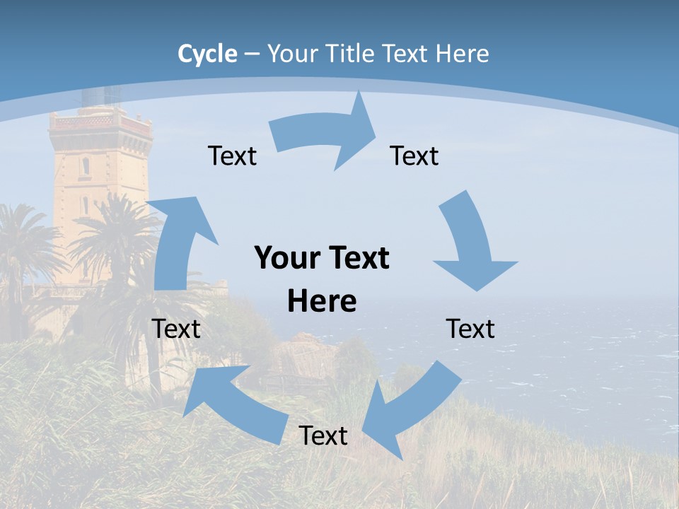 A Lighthouse On A Small Island With Palm Trees PowerPoint Template