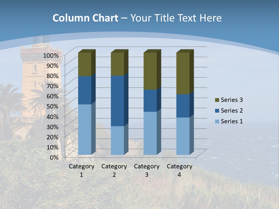 A Lighthouse On A Small Island With Palm Trees PowerPoint Template