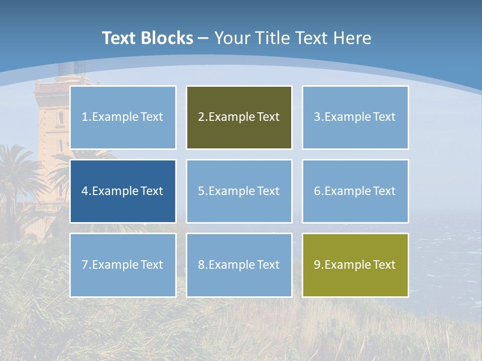 A Lighthouse On A Small Island With Palm Trees PowerPoint Template