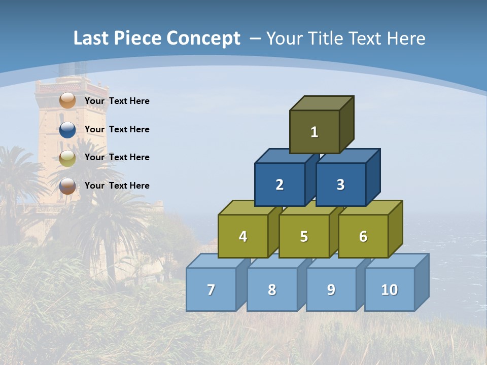 A Lighthouse On A Small Island With Palm Trees PowerPoint Template