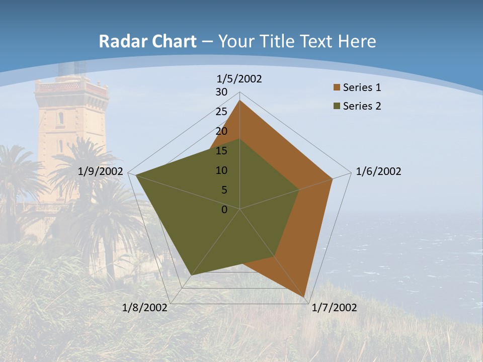 A Lighthouse On A Small Island With Palm Trees PowerPoint Template