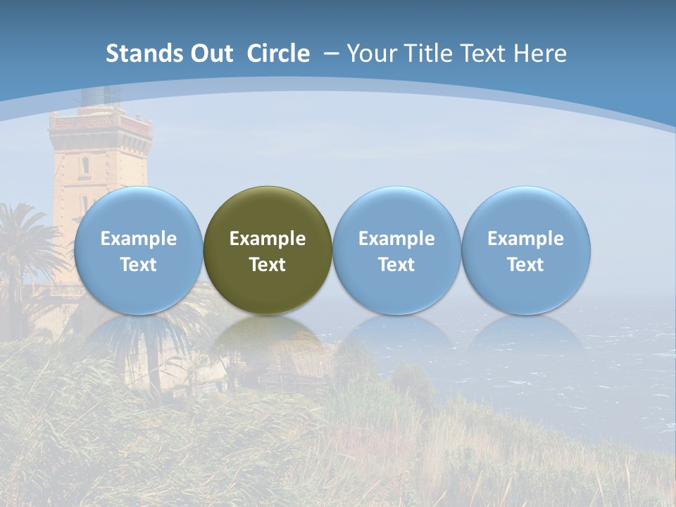 A Lighthouse On A Small Island With Palm Trees PowerPoint Template