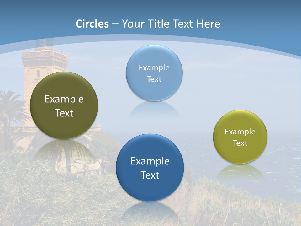 A Lighthouse On A Small Island With Palm Trees PowerPoint Template