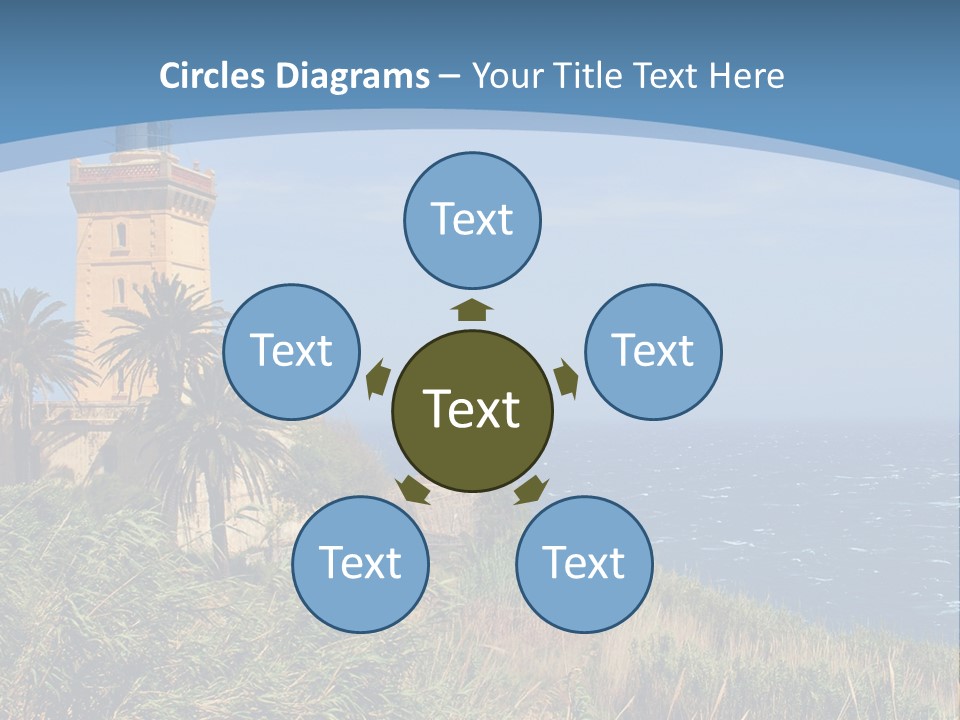 A Lighthouse On A Small Island With Palm Trees PowerPoint Template