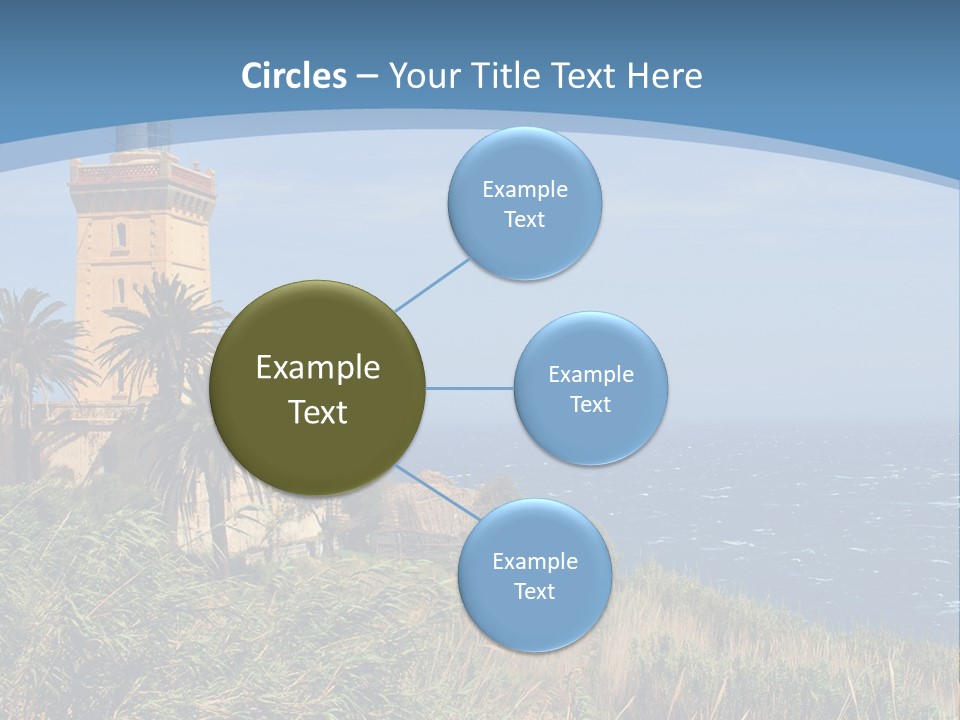 A Lighthouse On A Small Island With Palm Trees PowerPoint Template