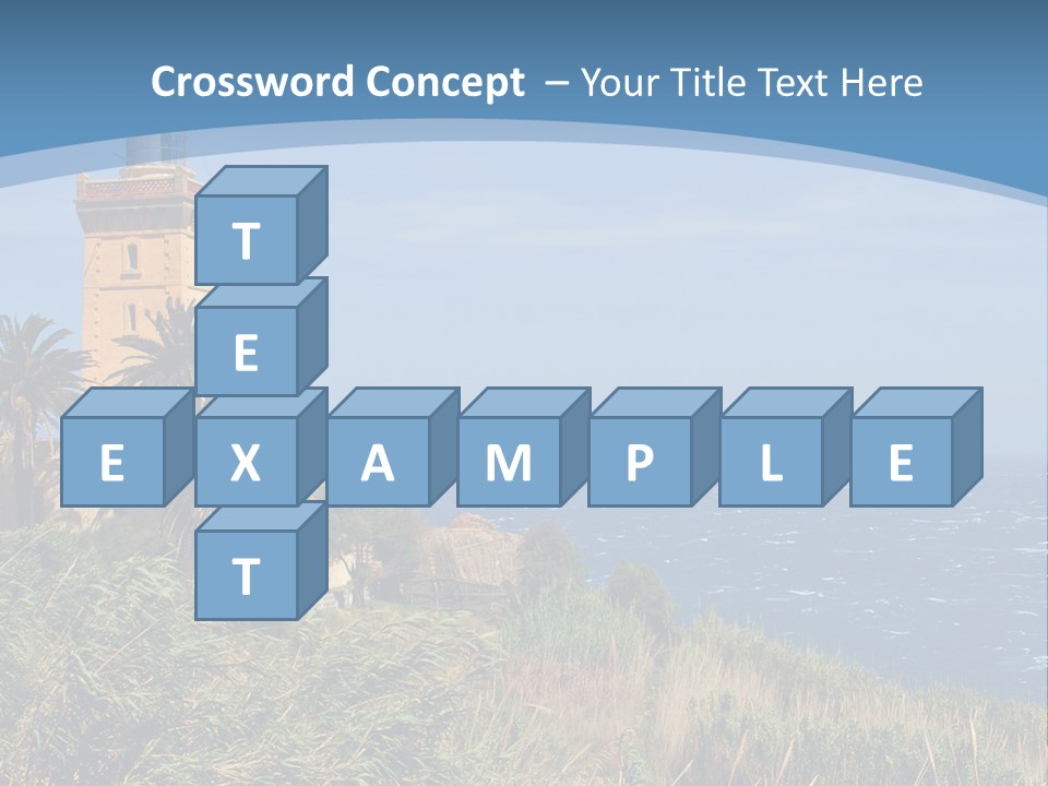 A Lighthouse On A Small Island With Palm Trees PowerPoint Template