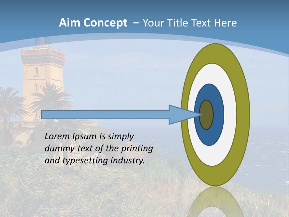 A Lighthouse On A Small Island With Palm Trees PowerPoint Template