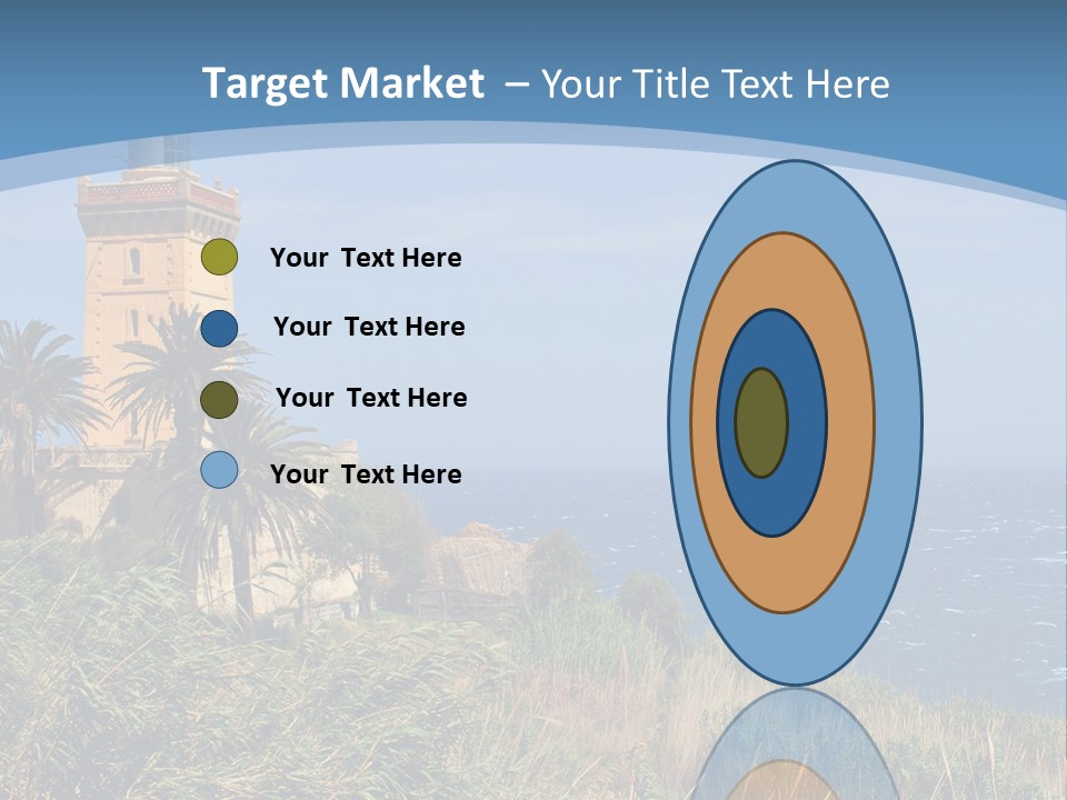 A Lighthouse On A Small Island With Palm Trees PowerPoint Template